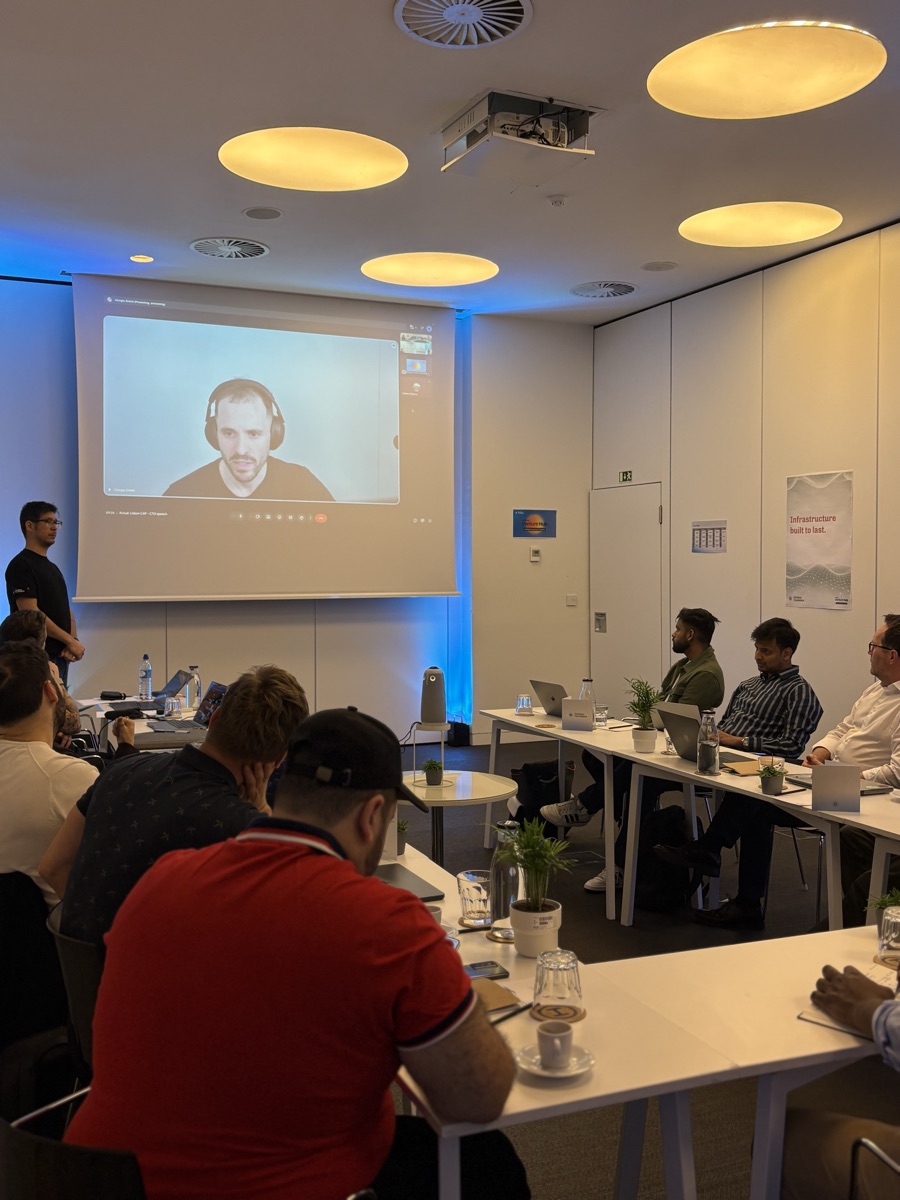 Remote speaker presenting to cohort